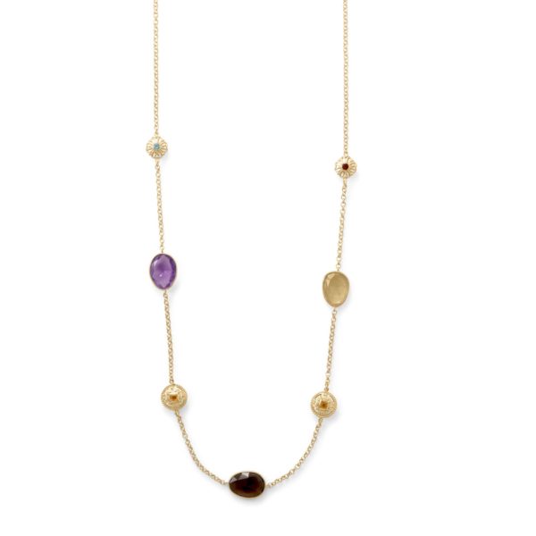 24 14 Karat Gold Plate Multi Stone Necklace