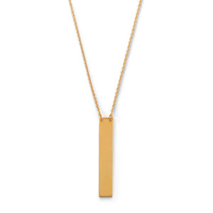 16 + 2 14 Karat Gold Plated Vertical Bar Drop Necklace