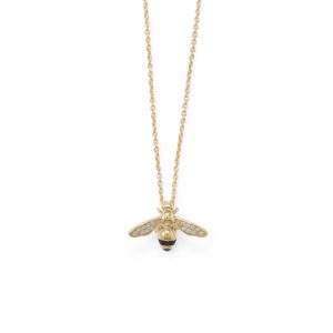 BEE Mine! 16 2 14 Karat Gold Plated Signity CZ Bee Necklace