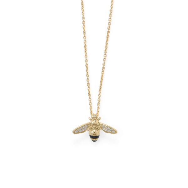 BEE Mine! 16 2 14 Karat Gold Plated Signity CZ Bee Necklace