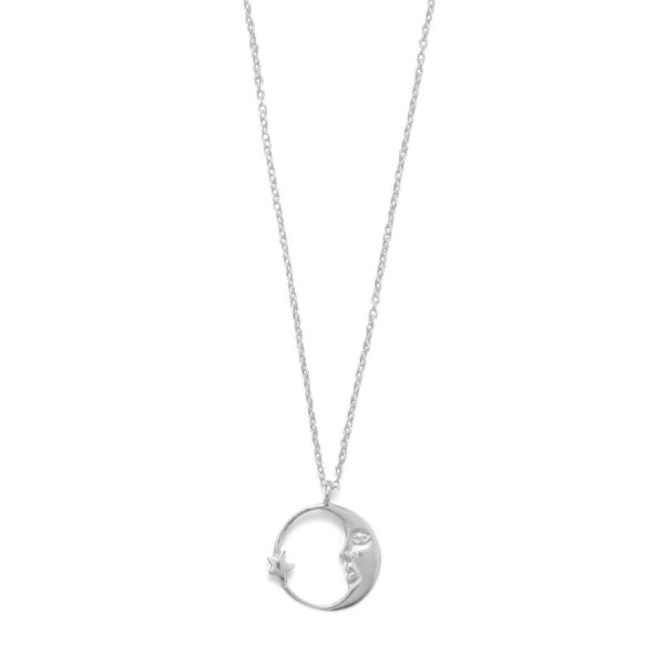 16.5 Crescent Moon with Star Necklace