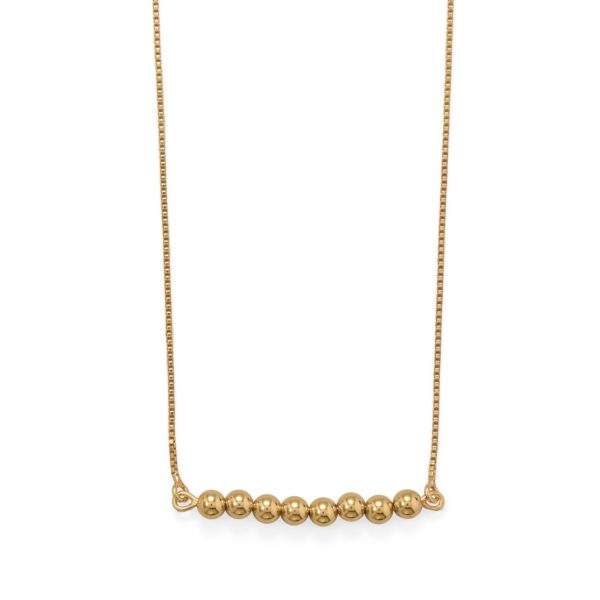16+2 14 Karat Gold Plated Beaded Bar Necklace