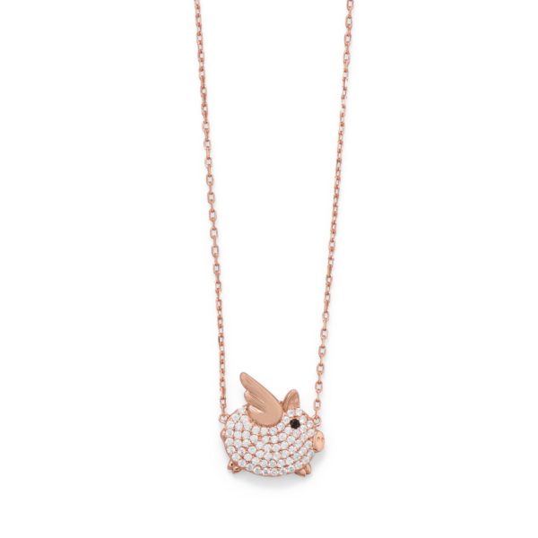 16+2 CZ Flying Piggy Necklace