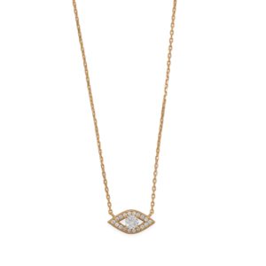 16+2 14 Karat Gold Plated CZ Evil Eye Necklace