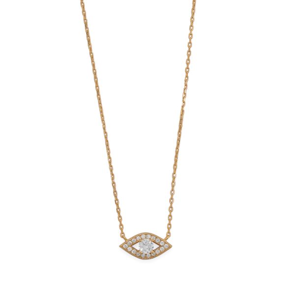 16+2 14 Karat Gold Plated CZ Evil Eye Necklace
