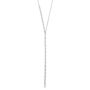 16+2 Rhodium Plated Bezel CZ Lariat Necklace