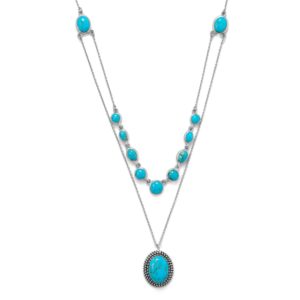 18/20+2 2 Row Turquoise Necklace