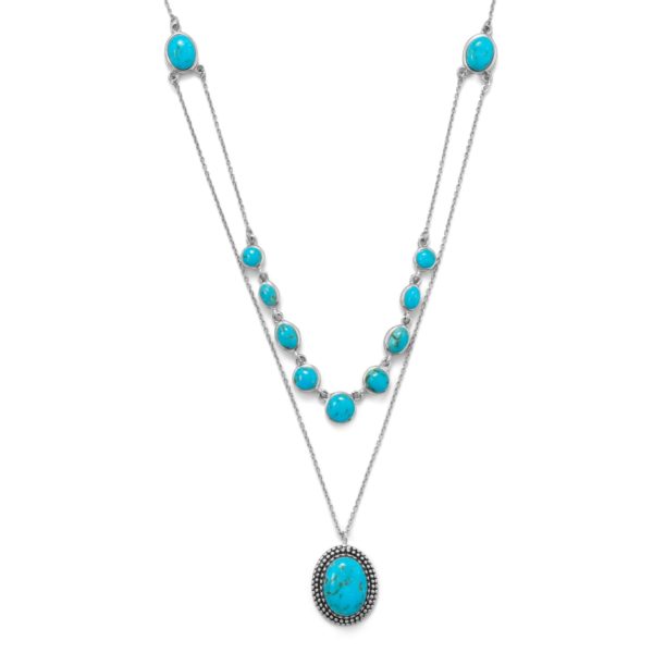 18/20+2 2 Row Turquoise Necklace