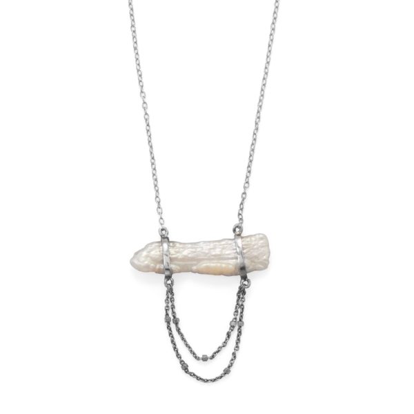 16+2 Cultured Freshwater Pearl Two Chain Drop Necklace