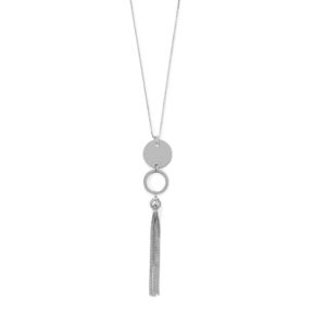 Tassel-tastic! 32+2 Disk and Circle Long Tassel Necklace