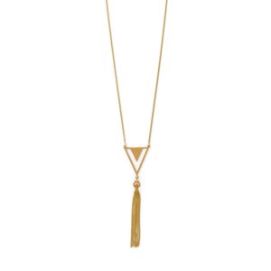 Totally Tassel! 32+2 14 Karat Gold Plated Triangle and Tassel Necklace
