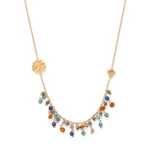 16.5+2 14 Karat Gold Plated Multi-Stone Necklace