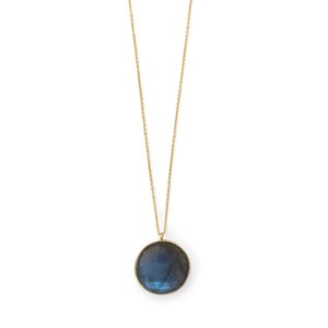 20+2 14 Karat Gold Plated Round Labradorite Necklace
