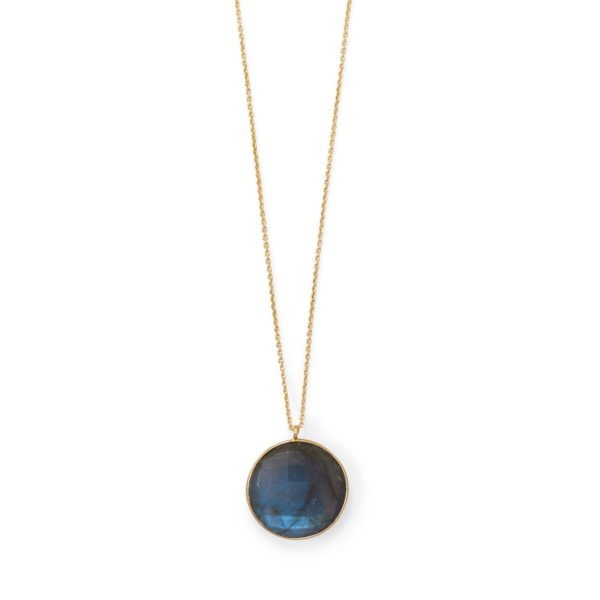 20+2 14 Karat Gold Plated Round Labradorite Necklace