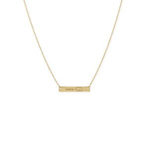 16 + 2” 14 Karat Gold Plated Sterling Silver Mama Bear Bar Necklace