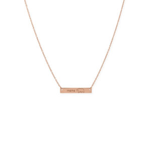 16+2” 14K Rose Gold Plated Sterling Silver Mama Bear Bar Necklace