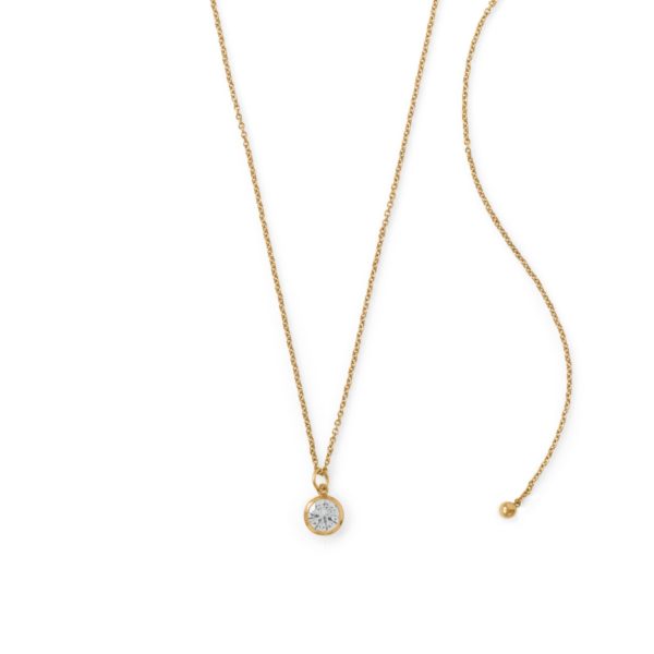 Gold Filled CZ Drop Necklace Adjustable