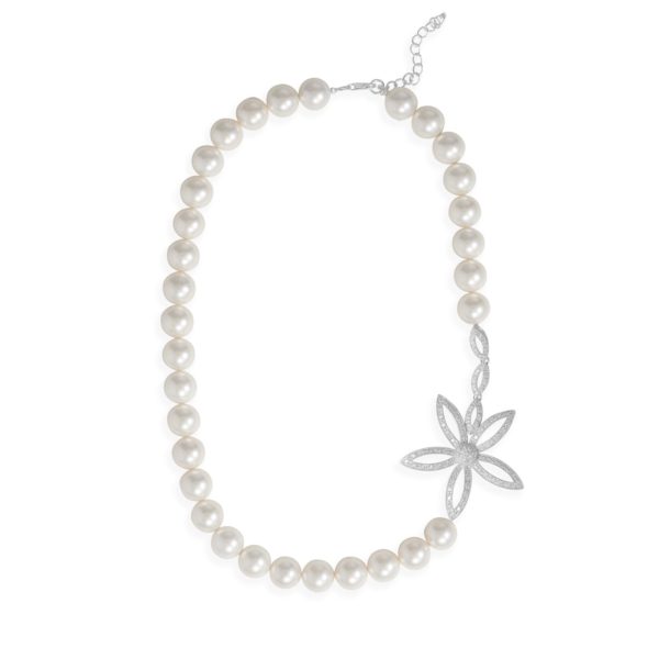 19+2 Lacquered Mother of Pearl and CZ Daisy Necklace