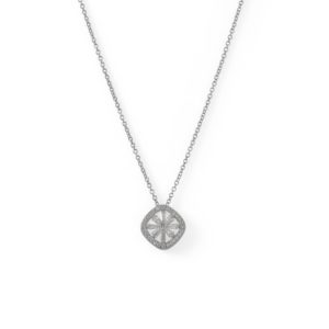 16+1+1 Rhodium Plated Baguette CZ Cushion Shaped Necklace