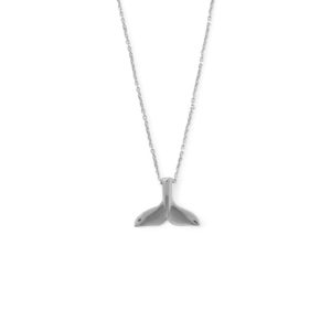 16 Rhodium Plated Whale Tail Necklace