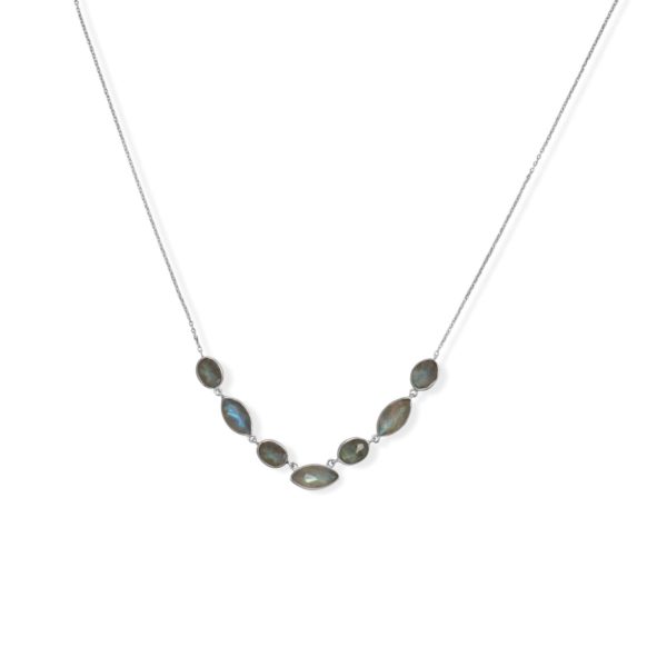 16+2 Rhodium Plated Multi-Shape Labradorite Necklace