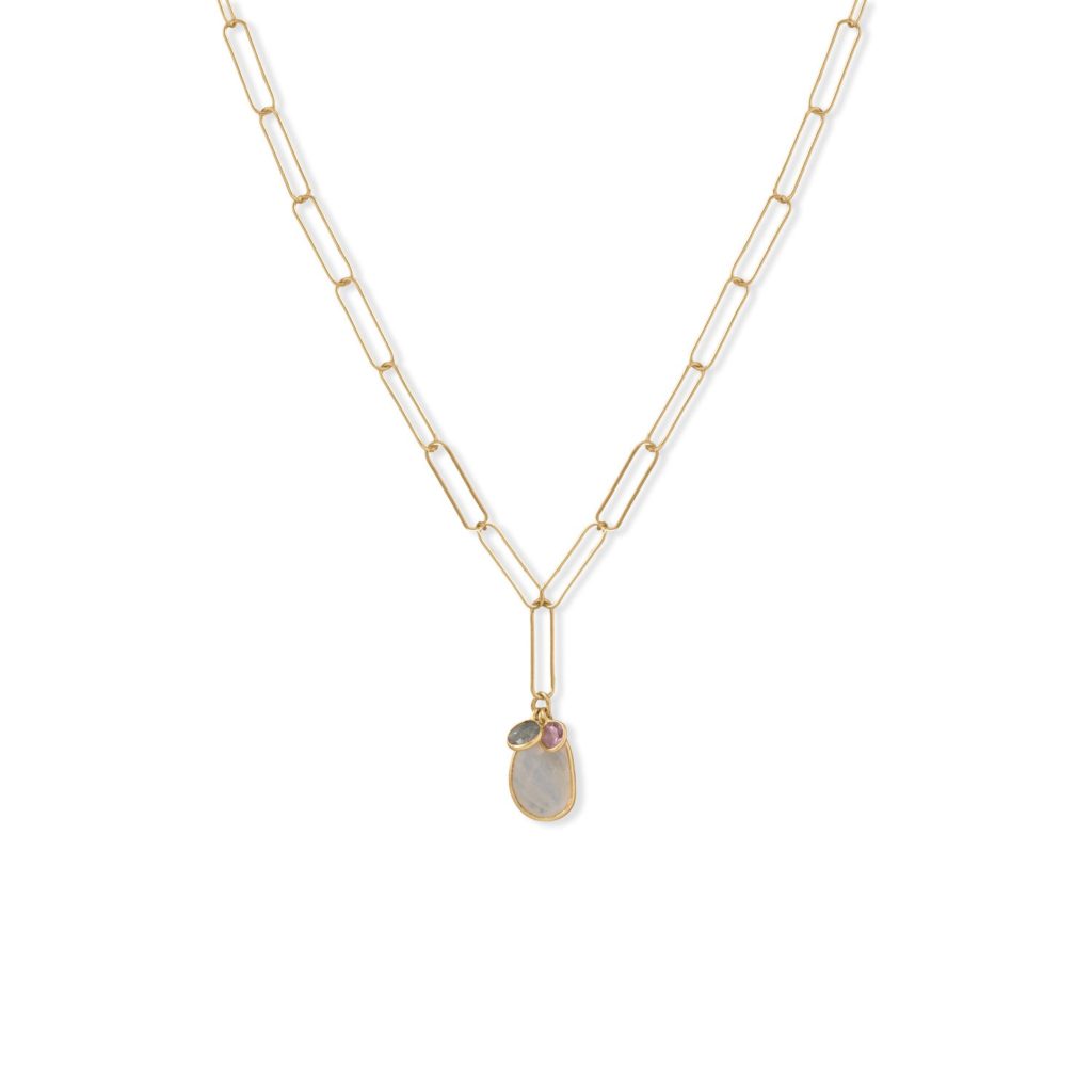 20 14 Karat Gold Plated Charm Drop Necklace