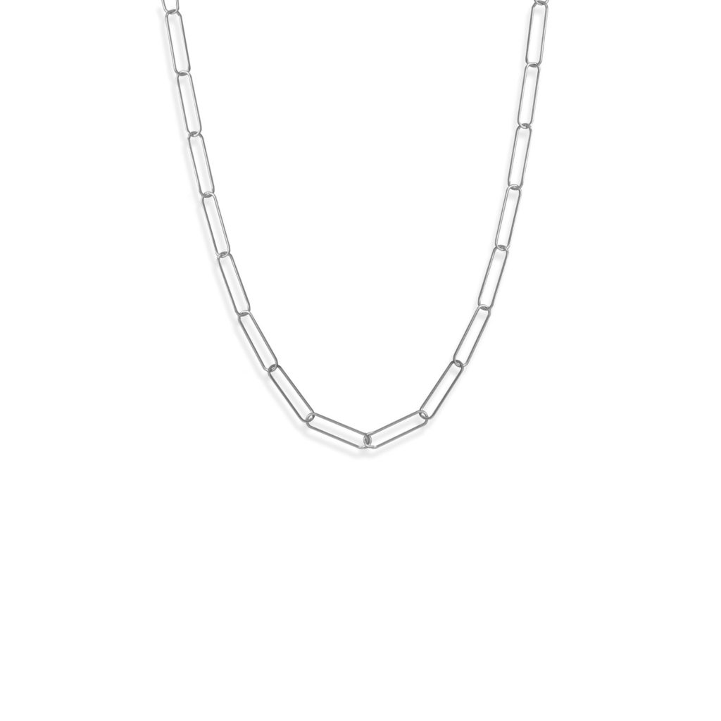 21 Rhodium Plated Paperclip Chain Necklace