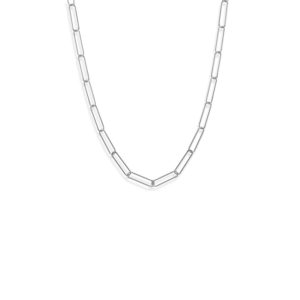 21 Rhodium Plated Paperclip Chain Necklace