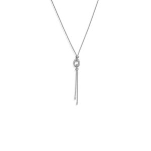 24 + 2 Rhodium Plated Double Link Long Lariat Necklace