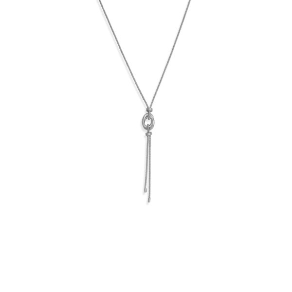 24 + 2 Rhodium Plated Double Link Long Lariat Necklace