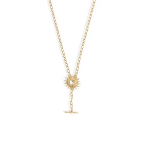 Shine On! 16.5 14 Karat Gold Plated Sunburst Toggle Necklace