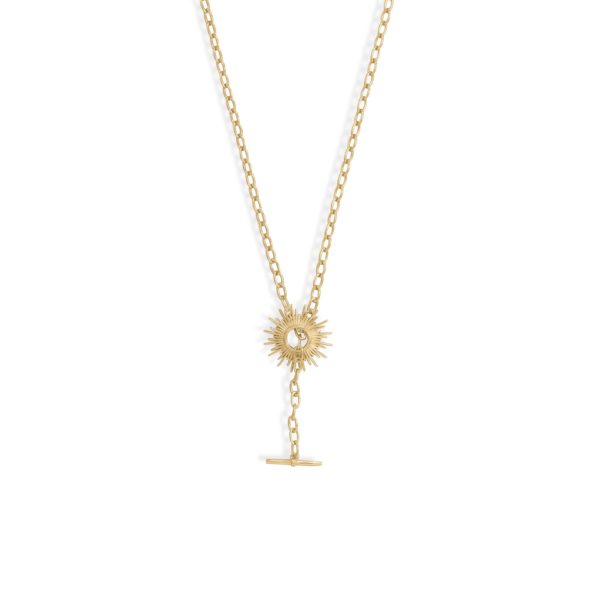 Shine On! 16.5 14 Karat Gold Plated Sunburst Toggle Necklace