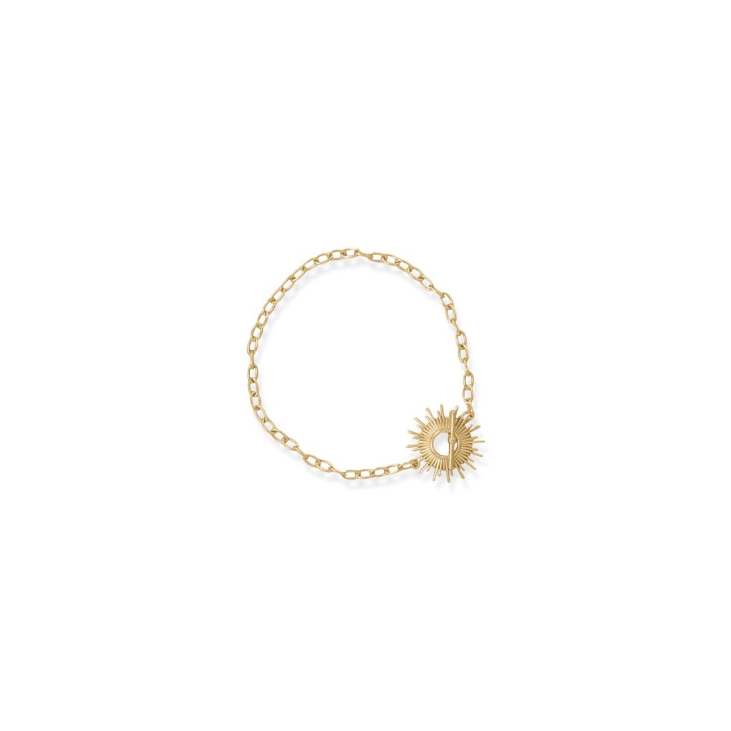Shine On! 7.5 14 Karat Gold Plated Sunburst Toggle Bracelet