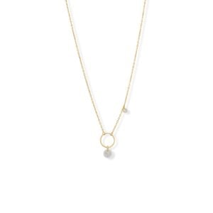 A Kiss of Cute! 16 + 2 Rainbow Moonstone and CZ Charm Necklace