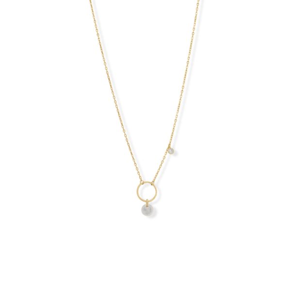 A Kiss of Cute! 16 + 2 Rainbow Moonstone and CZ Charm Necklace