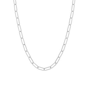 18 Rhodium Plated Paperclip Necklace