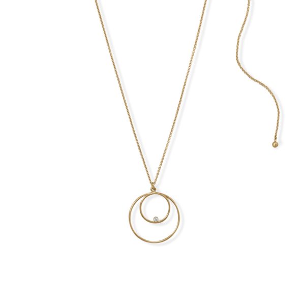 Adjustable 22 14/20 Gold Filled Double Circle with CZ Necklace