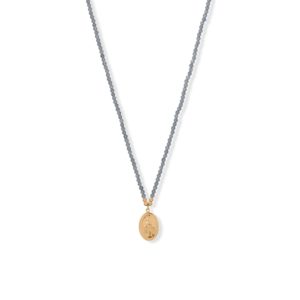 17 + 2 14 Karat Gold Plated Charm and Labradorite Necklace