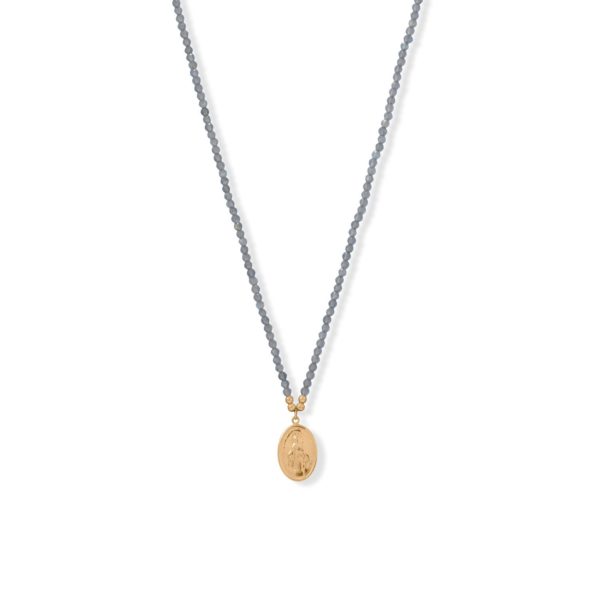 17 + 2 14 Karat Gold Plated Charm and Labradorite Necklace