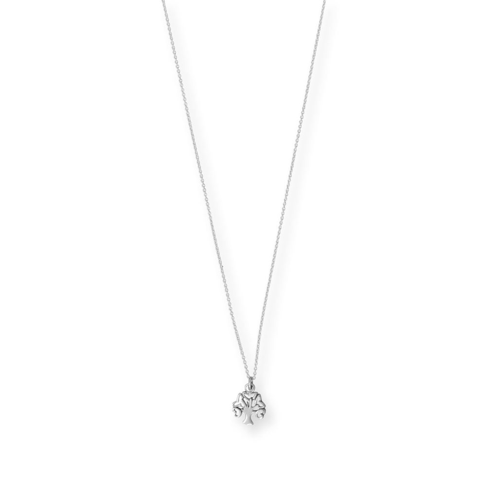 18 Oxidized Tree with Heart Leaves Necklace
