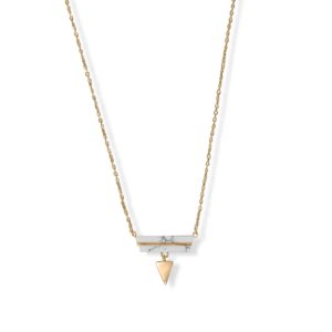 15 + 2 14 Karat Gold Plated Geometric Howlite Necklace