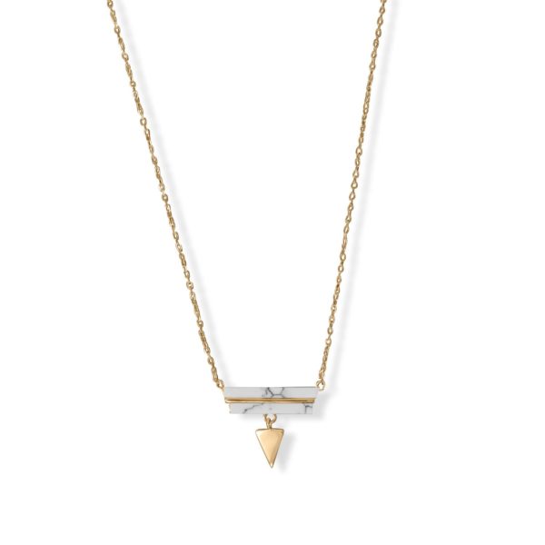 15 + 2 14 Karat Gold Plated Geometric Howlite Necklace