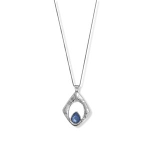 18 Oxidized Pendant with Kyanite Necklace