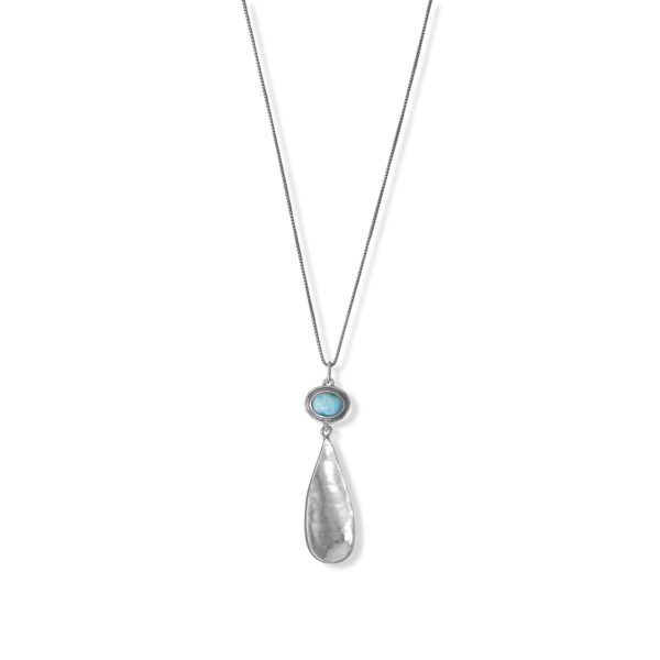 18 Larimar with Pear Drop Necklace