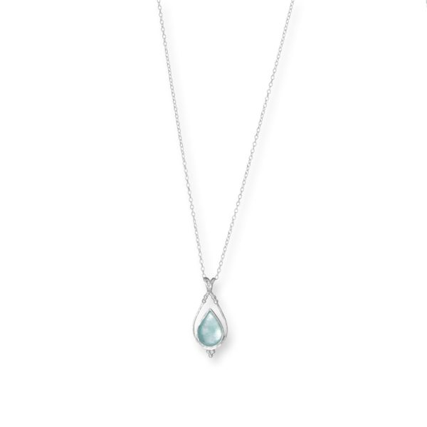 18 Open Pear and Aqua Roman Glass Necklace