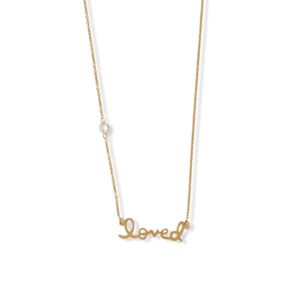 16 + 2 14 Karat Gold Plated CZ Loved Necklace