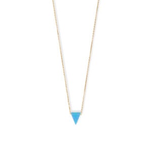 16 + 2 14 Karat Gold Plated Synthetic Opal Triangle Necklace