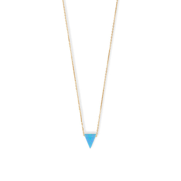 16 + 2 14 Karat Gold Plated Synthetic Opal Triangle Necklace