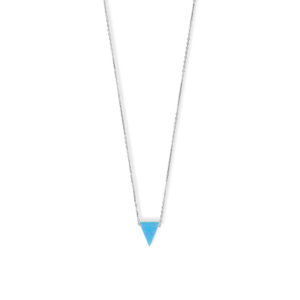 16 + 2 Rhodium Plated Synthetic Opal Triangle Necklace
