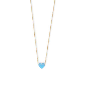 16 + 2 14 Karat Gold Plated Synthetic Opal Heart Necklace
